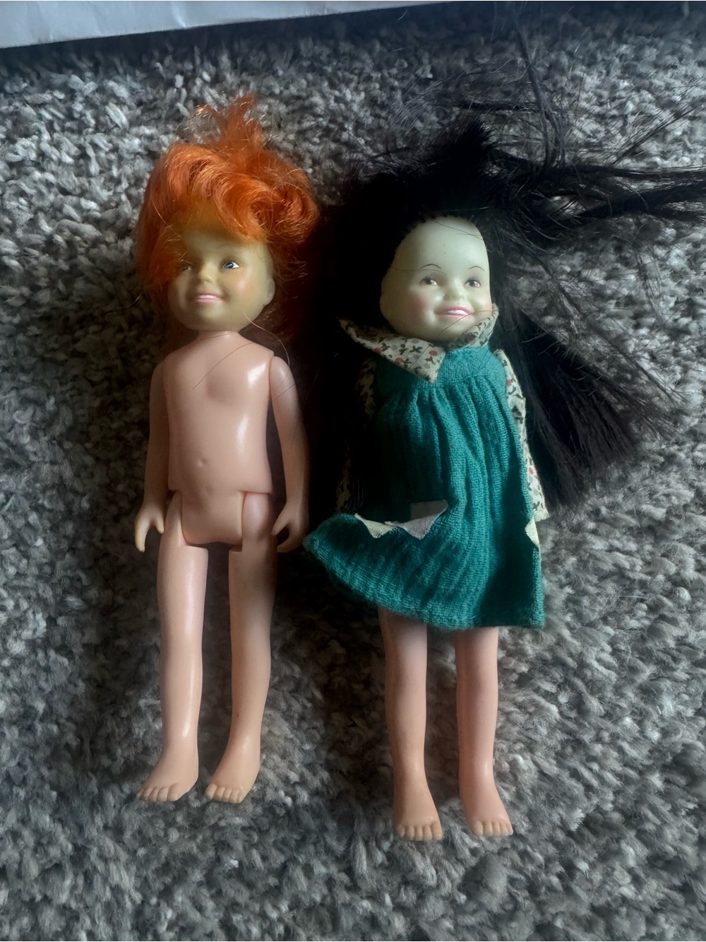 Kids Play Doll Pair — Orange and Black Haired Dolls